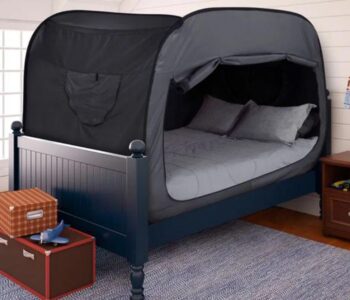 Black Floral Bed Tent, Cotton Fabric, Sleep and Study Space Canopy