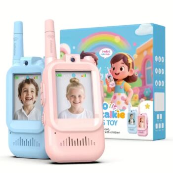Walkie Talkie for Kids with Video: 2 Pack Rechargeable Toddler Toys with HD Camera & Voice Changer, Long Range Gift Toys for Boy & Girl Age 3-8 for Outdoor Play, Camping