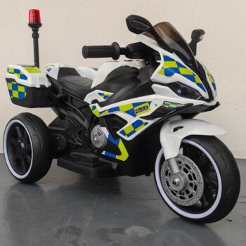 Battery Operated Bike for Kids | Medium 12V White Police Bike for Kids